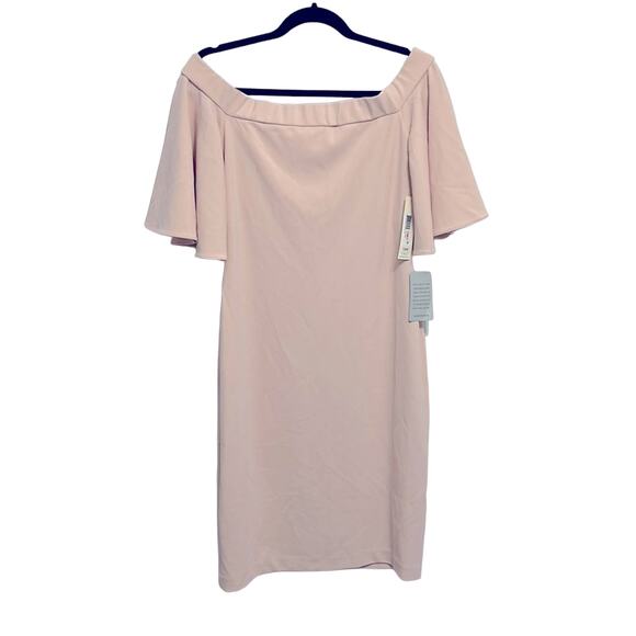 Eliza J Blush Pink Flutter Sleeve Mini Dress Women's size 10 NWT - Picture 1 of 7